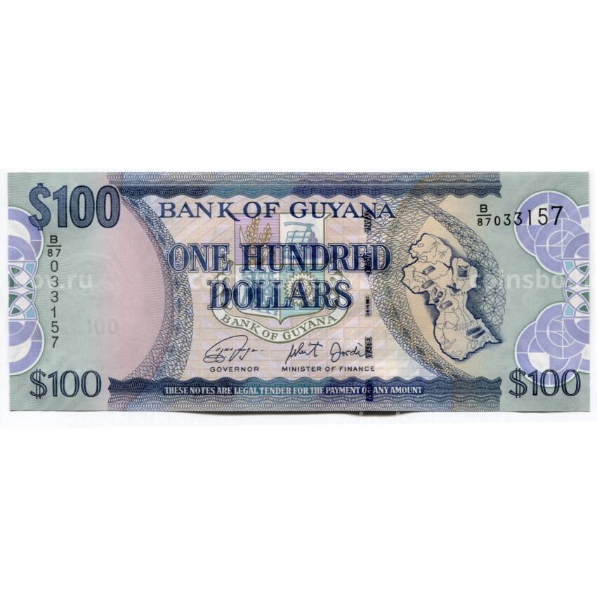 Банкнота 100 долларов 2019 года Гайана