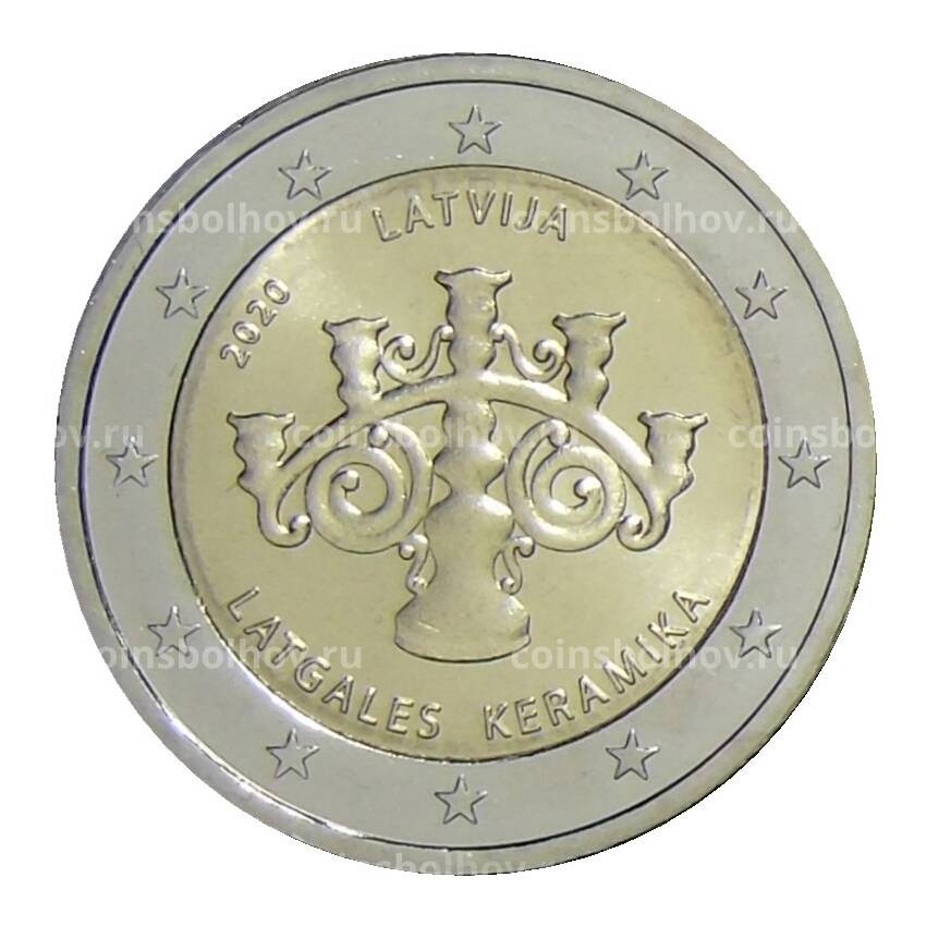 Монета 2 евро 2020 года Латвия —  Латгальская керамика