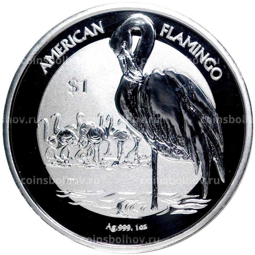 Монета 1 доллар 2021 года Британские Виргинские острова —  Фламинго — Американский фламинго