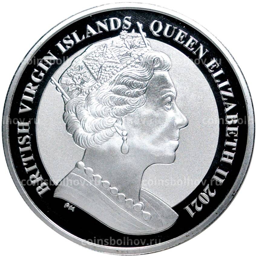 Монета 1 доллар 2021 года Британские Виргинские острова —  Фламинго — Американский фламинго (вид 2)