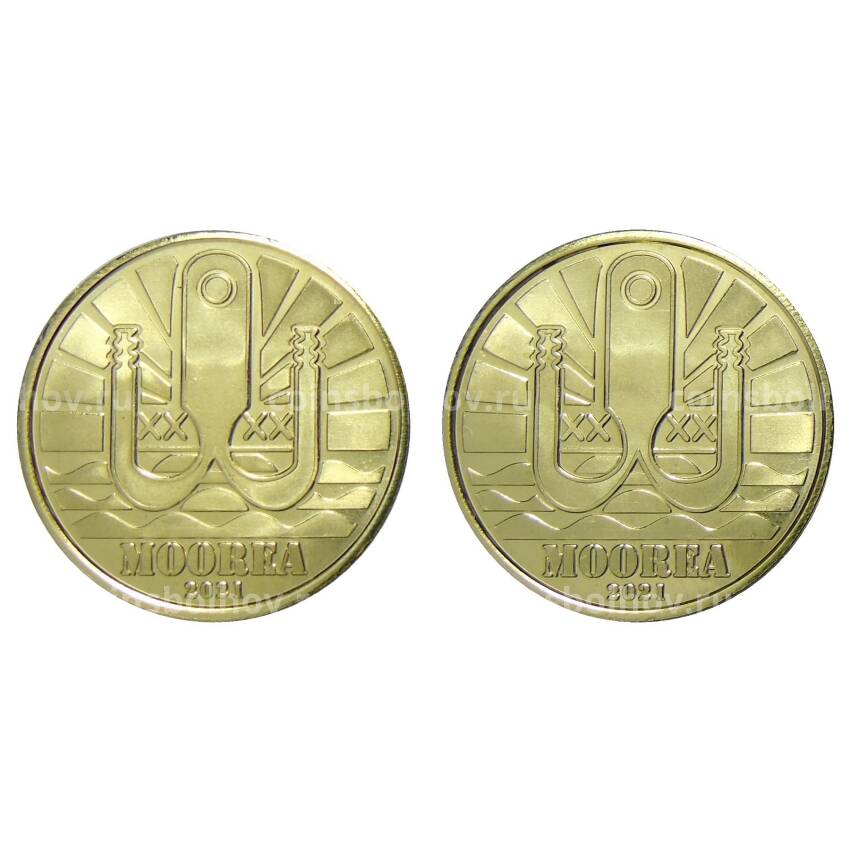 Набор  из 2 монет номиналом 1 доллар 2021 года Муреа (Французская Полинезия) (вид 2)