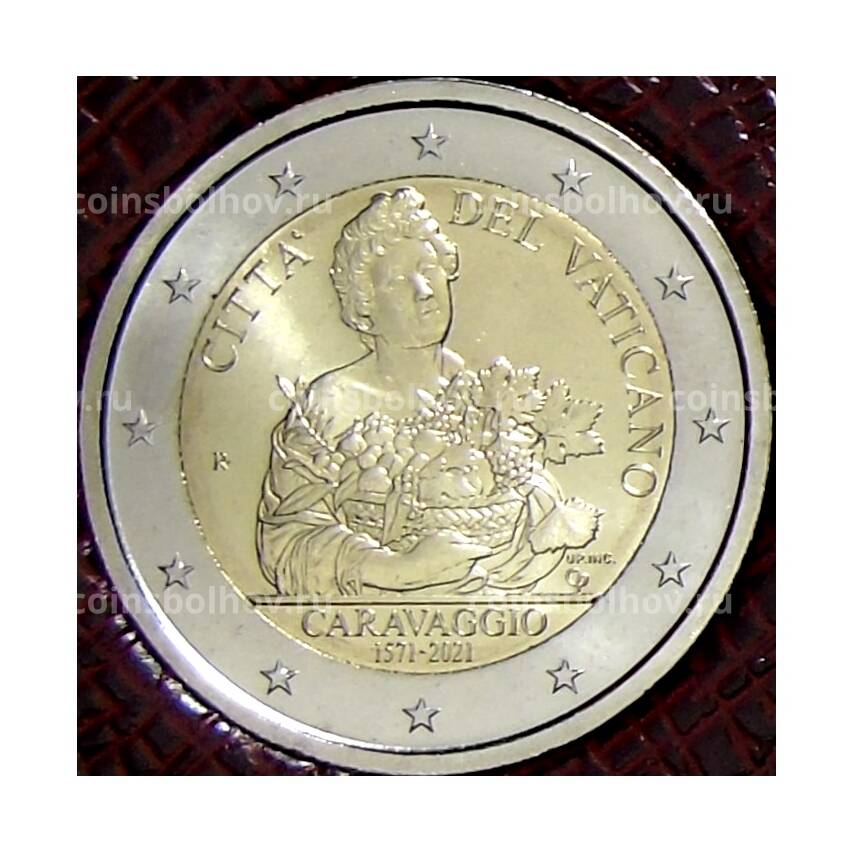 Монета 2 евро 2021 года Ватикан —  450 лет со дня рождения Караваджо (в буклете)