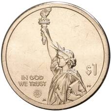 Монета 1 доллар 2021 года США P — Американские инновации — Эри-канал (реверс)