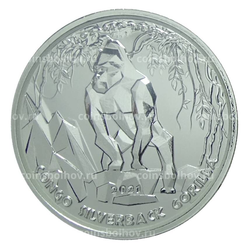 Монета 500 франков 2021 года Конго  — Горилла