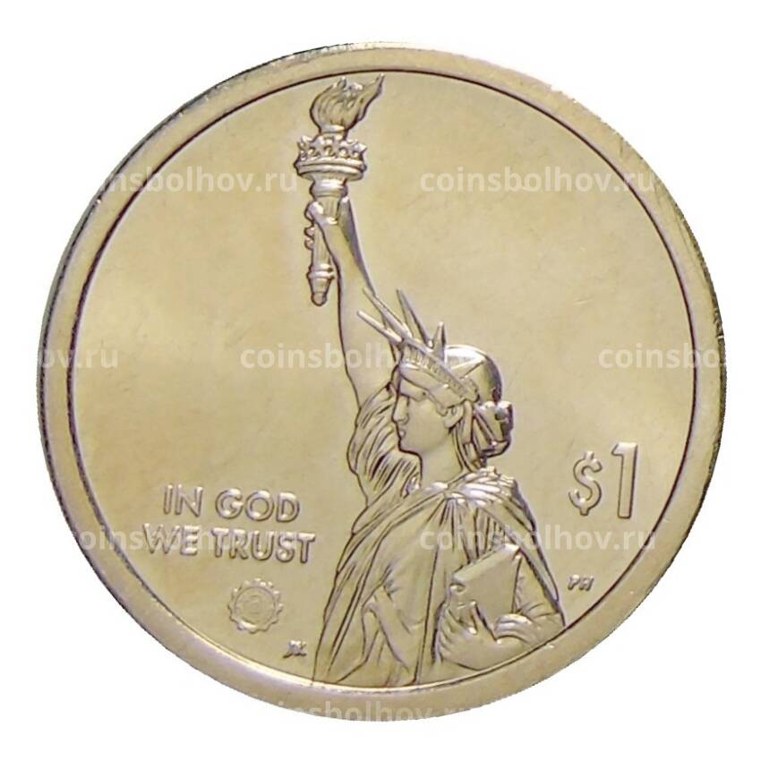 Монета 1 доллар 2019 года D США — «Американские инновации —  Вакцина против полиомиелита» (вид 2)