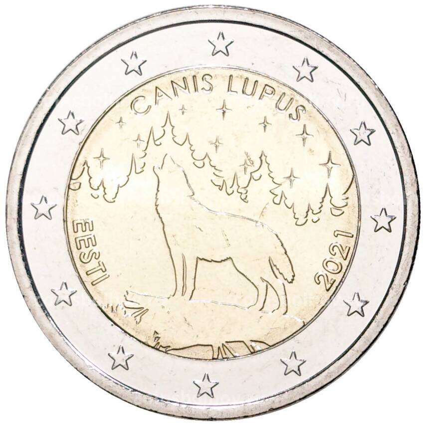 Монета 2 евро 2021 года Эстония —  Волк