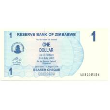 Банкнота 1 доллар 2006 года Зимбабве