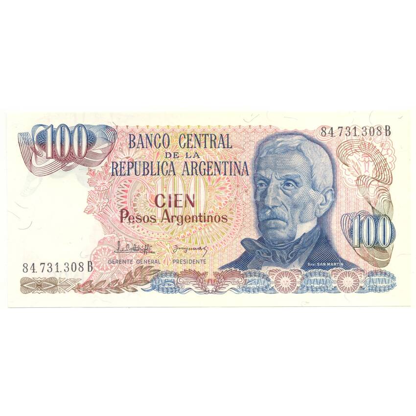 Банкнота 100 песо 1983 года Аргентина