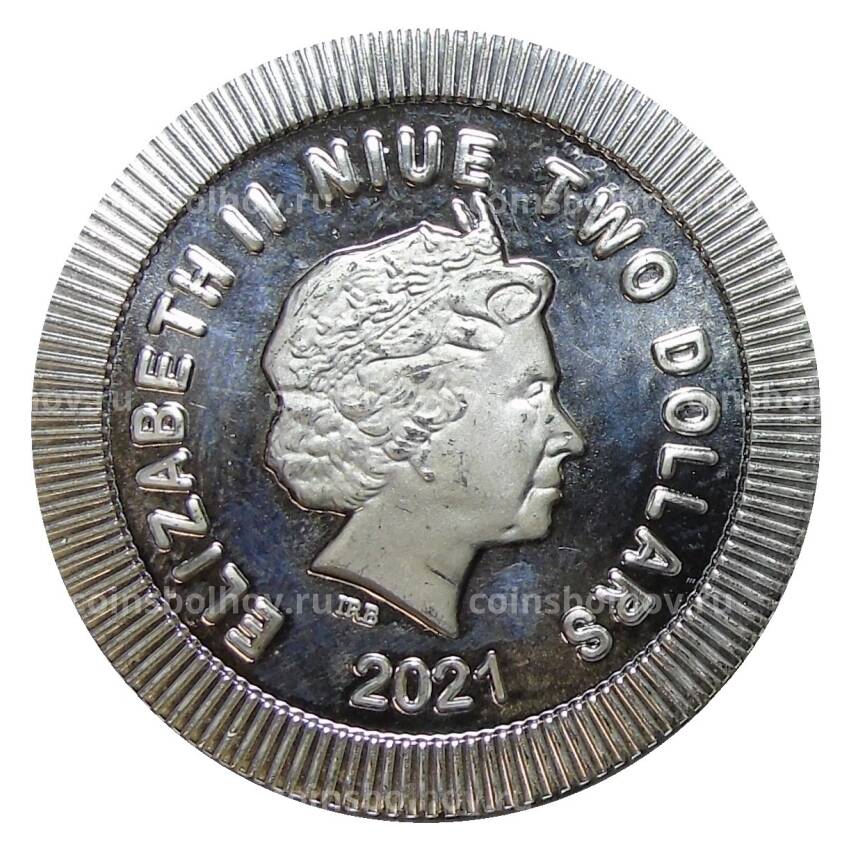 Монета 2 доллара 2021 года Ниуэ —  Афинская сова (вид 2)