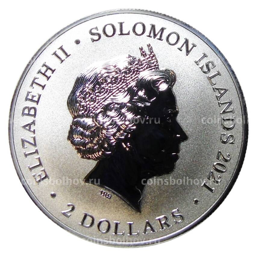Монета 2 доллара 2021 года Соломоновы острова —  Королева пиратов — Энн Бонни (вид 2)