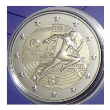 Монета 2 евро 2021 года Франция —  XXXIII летние Олимпийские игры, Париж 2024 (в фиолетовом блистере) (аверс)