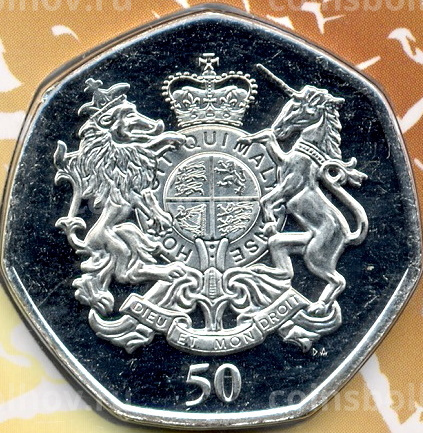 Монета 50 центов 2021 года  Южная Георгия и Южные Сендвичевы острова —  95 лет со дня рождения королевы  Елизаветы II (в подарочном блистере) (вид 3)