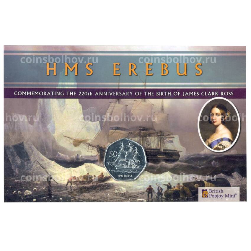 Монета 50 центов 2020 года Британские Антарктичские территории —   220 лет со дня рождения Джеймса Кларка (в подарочном блистере)