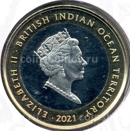 Монета 2 фунта 2021 года Британские территории в Индийском океане —  Звери Королевы — Единорог Шотландии (в подарочном блистере) (вид 4)