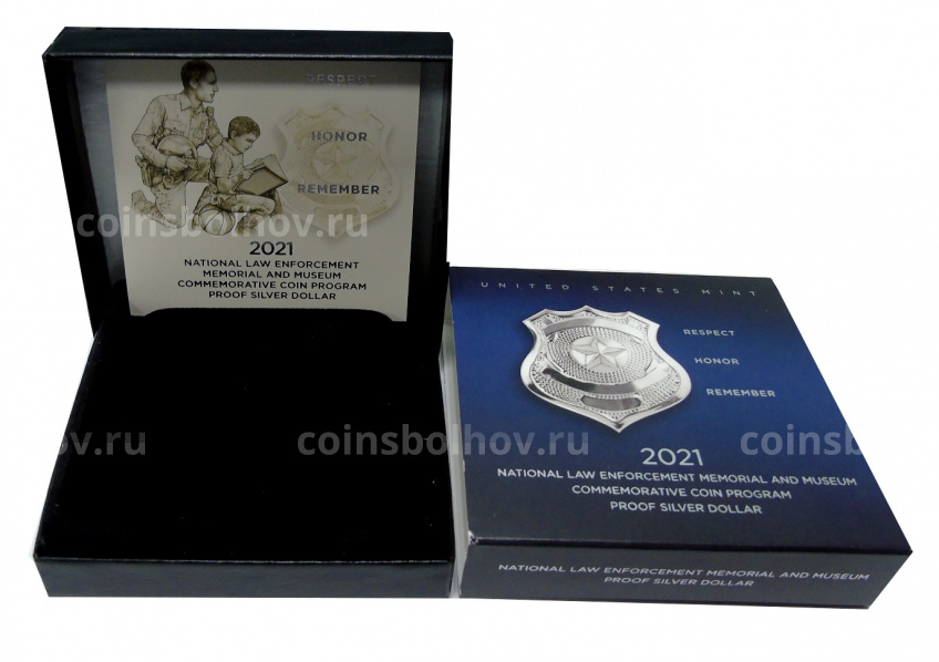 Монета 1 доллар 2021 года P США — Национальный музей правоохранительных органов (в подарочной коробке) (вид 4)