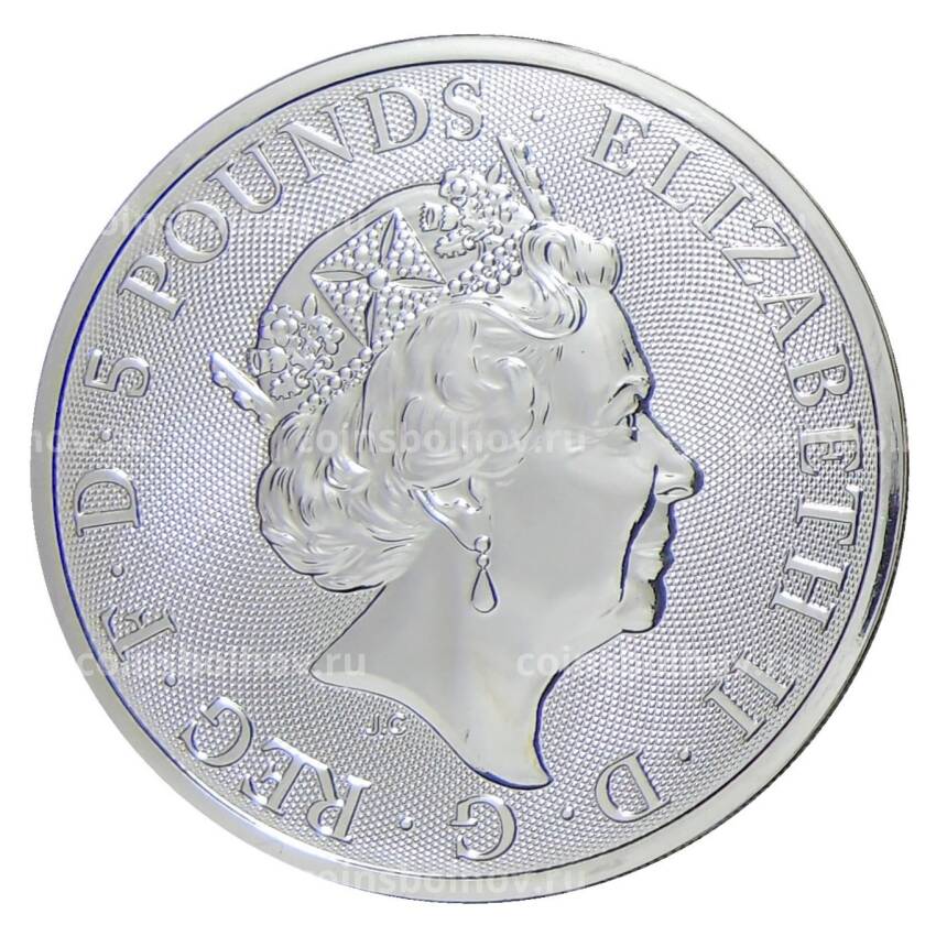 Монета 5 фунтов 2019 года Великобритания —  Звери Королевы — Йель Бофорта (вид 2)