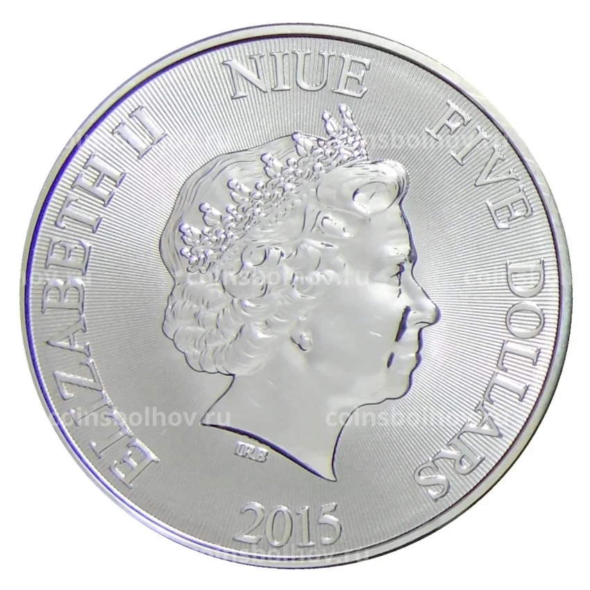 Монета 5 долларов 2015 года Ниуэ —  Черепаха (вид 2)
