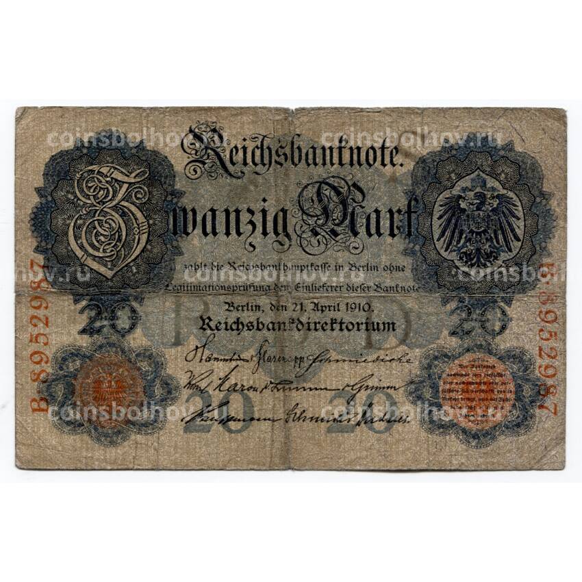 Банкнота 20 марок 1910 года Германия