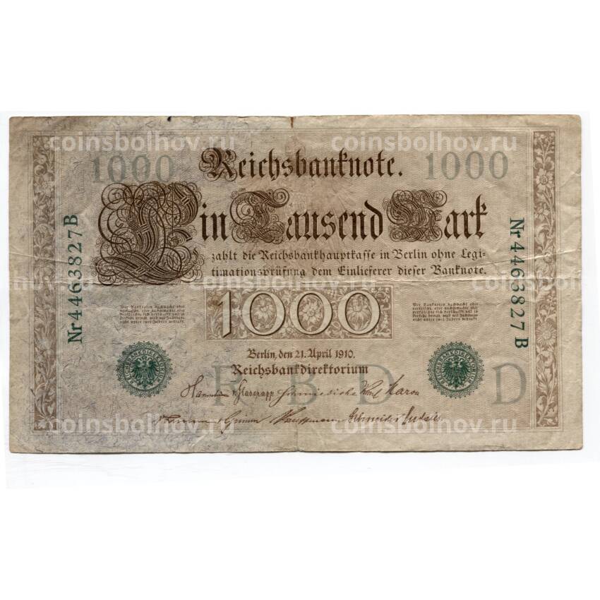 Банкнота 1000 марок 1910 года Германия