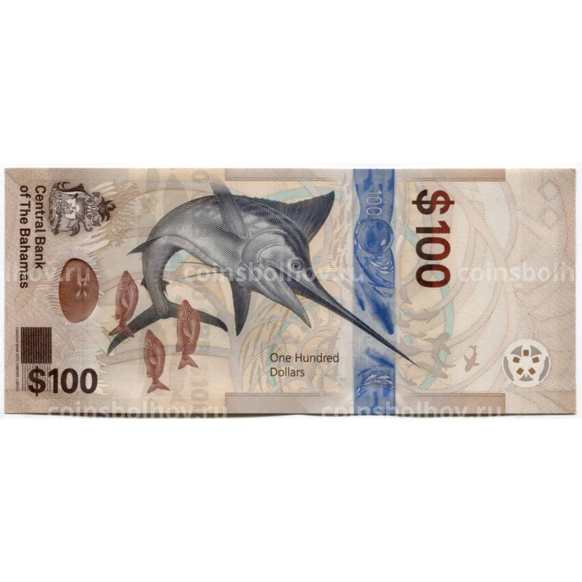 Банкнота 100 долларов 2021 года Багамские Острова (вид 2)