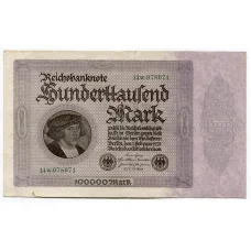 Банкнота 100000 марок 1923 года Германия (аверс)
