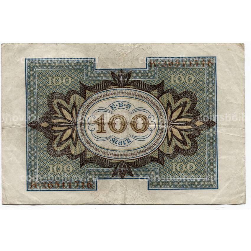 Банкнота 100 марок 1920 года Германия (вид 2)