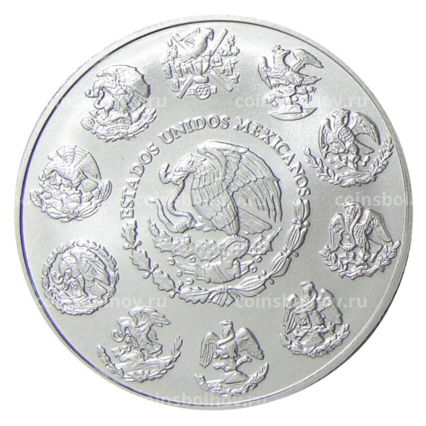 Монета 1 онза (унция серебра) 2021 года Мексика —  Серебряная инвестиционная монета «Свобода» (вид 2)