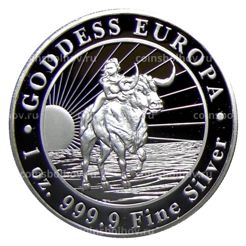 Монета 5 долларов 2021 года Токелау —  Богиня Европа