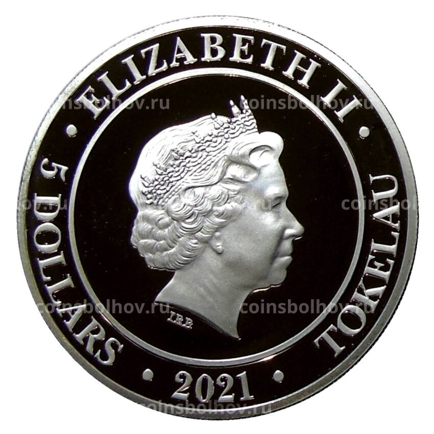 Монета 5 долларов 2021 года Токелау —  Богиня Европа (вид 2)