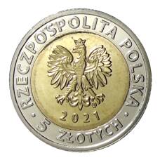 Монета 5 злотых 2021 года Польша —  Замок Ксёнз в Валбжихе (реверс)
