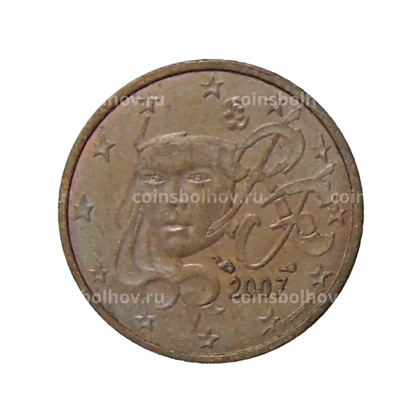 Монета 2 евроцента 2007 года Франция