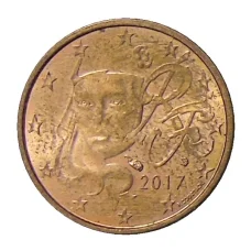 Монета 1 евроцент 2017 года Франция (аверс)