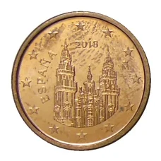 Монета 1 евроцент 2018 года Испания (аверс)