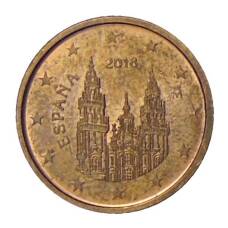 Монета 1 евроцент 2018 года Испания (аверс)