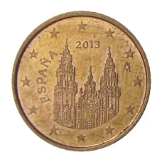 Монета 1 евроцент 2013 года Испания (аверс)