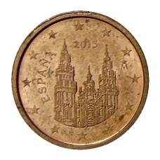 Монета 1 евроцент 2015 года Испания (аверс)