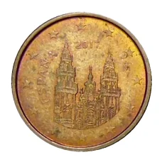 Монета 1 евроцент 2017 года Испания (аверс)