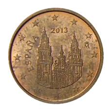 Монета 1 евроцент 2013 года Испания (аверс)