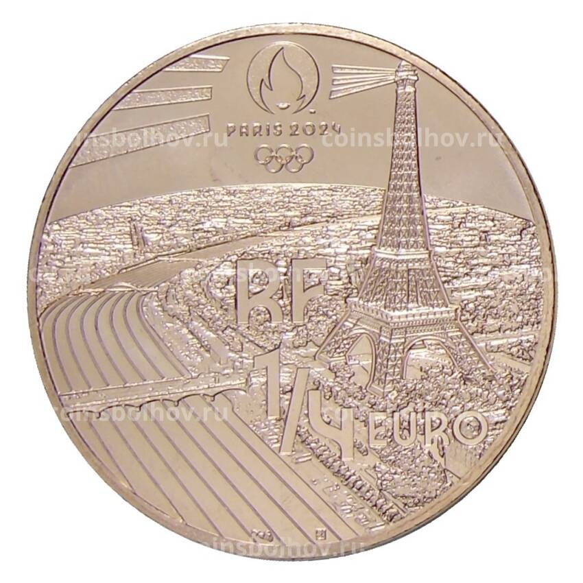 Монета 1/4 евро 2021 года Франция —  XXXIII летние Олимпийские игры, Париж 2024. Дзюдо (вид 2)