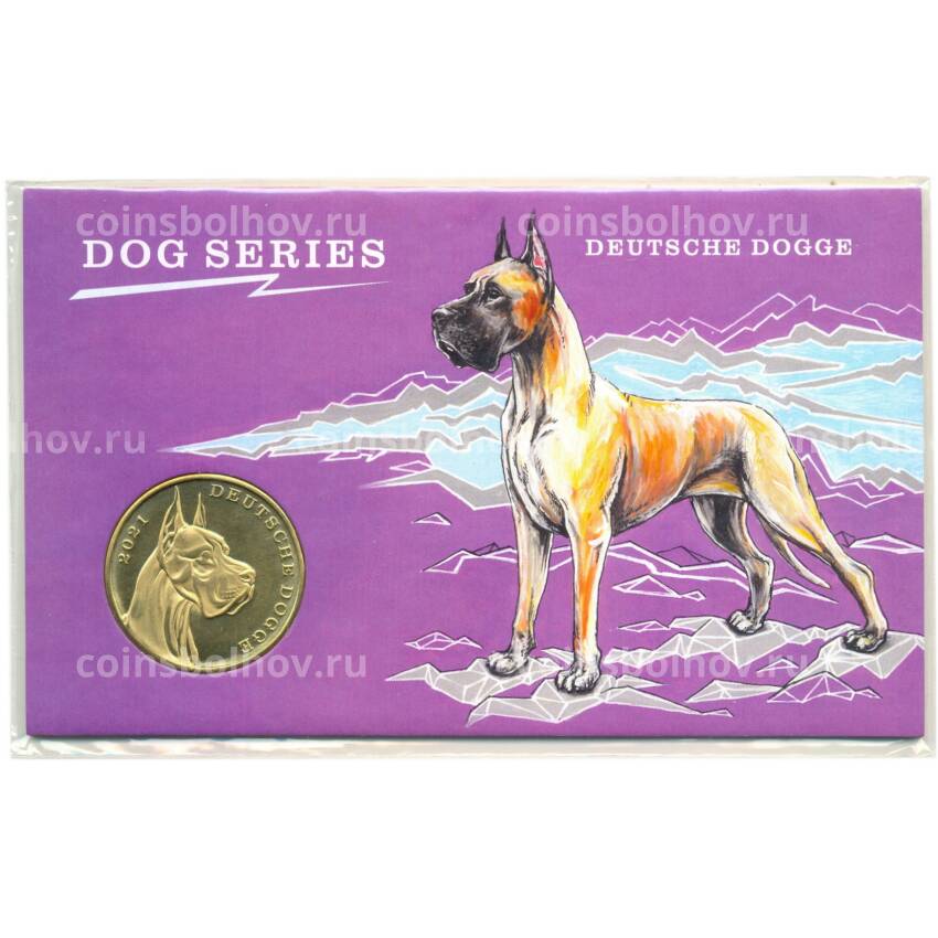 Монета 3 доллара 2021 года Паган — Немецкий дог (в подарочной упаковке)