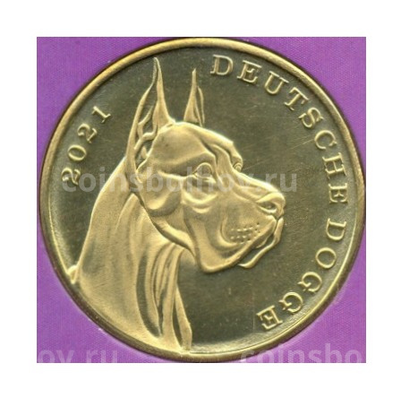 Монета 3 доллара 2021 года Паган — Немецкий дог (в подарочной упаковке) (вид 3)