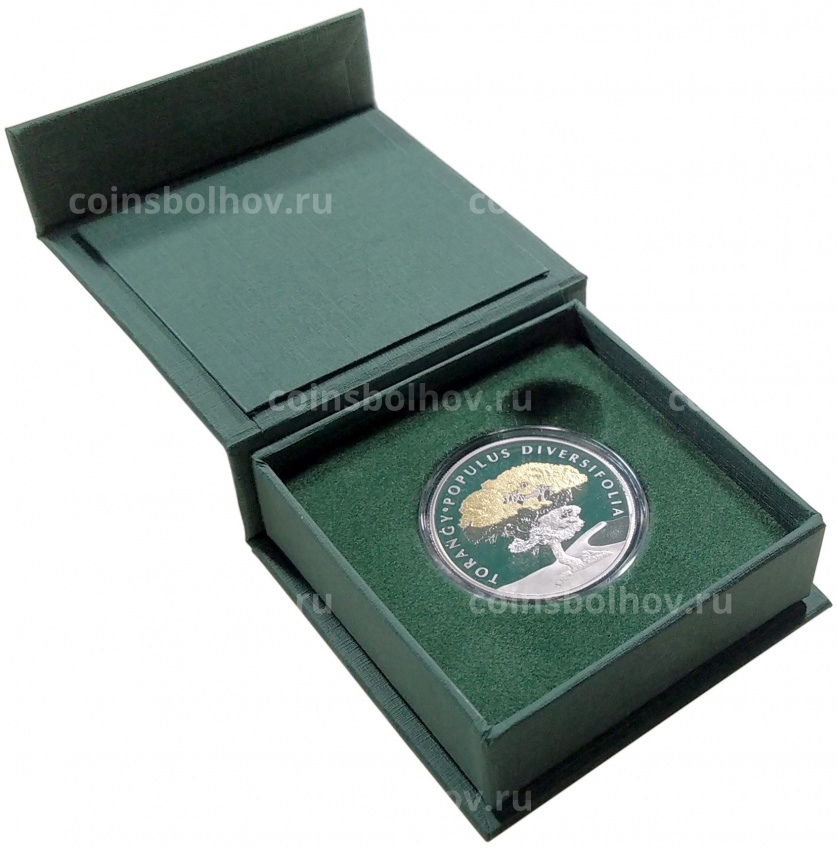 Монета 200 тенге 2020 года Казахстан — Тополь разнолистный (в подарочной коробке) (вид 3)