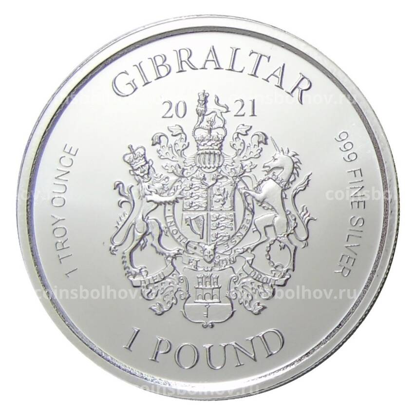 Монета 1 фунт 2021 года Гибралтар —  Юстиция (вид 2)