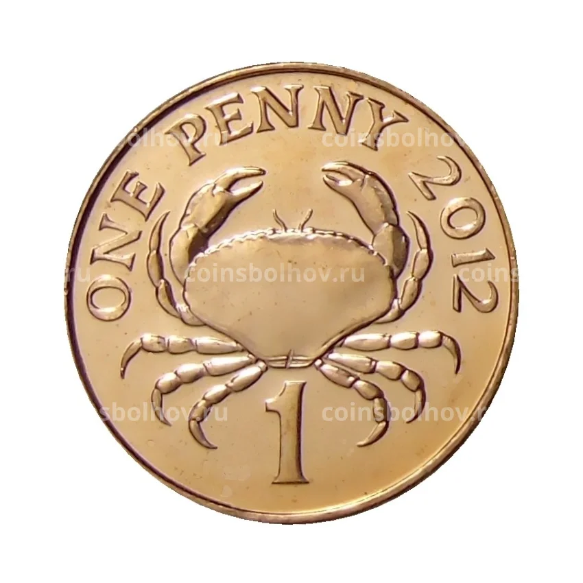 Монета 1 пенни 2012 года Гернси
