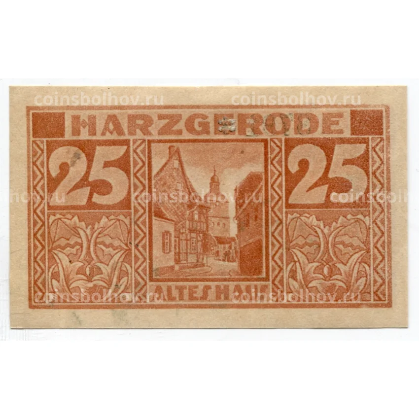 Банкнота 25 пфеннигов 1921 года Германия — Нотгельд (Гарцгероде) (вид 2)