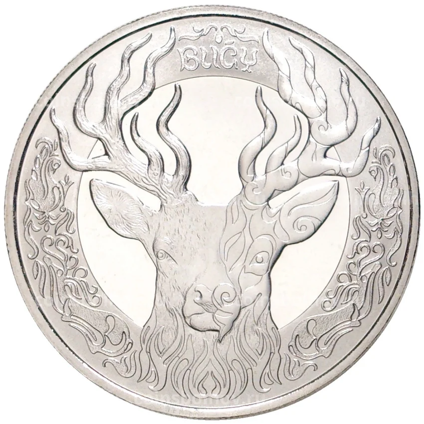 Монета 100 тенге 2020 года Казахстан — Культовые животные тотемы кочевников — Олень ( в блистере) (вид 3)