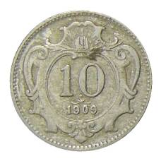 Монета 10 геллеров 1909 года Австрия (аверс)