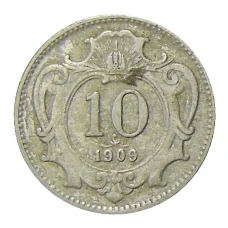 Монета 10 геллеров 1909 года Австрия (аверс)