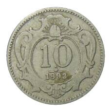 Монета 10 геллеров 1893 года Австрия (аверс)
