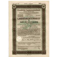 Банкнота Облигация 4,5% 500 рейхсмарок 1937 года Германия